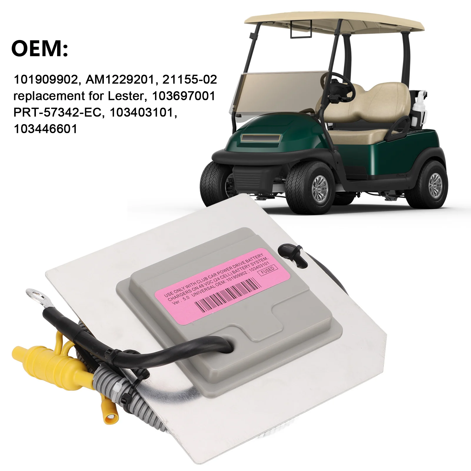 

103697001 AM1229201 Club Car OBC Club Car On Board Computer 101909902 Replacement for Regen II DS IQ 10 with Square 6 Pin Plug