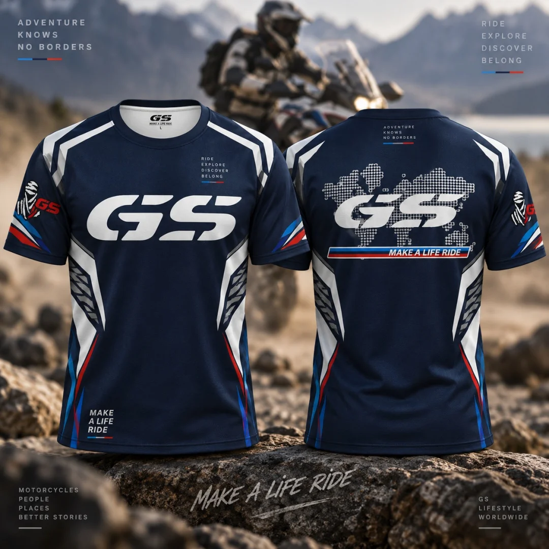 Men GS Motorrad Adventure T Shirt Full Print Motorcycle Short Sleeve Tee Outdoor Off Road Riding Top For Motorbike Enthusiast