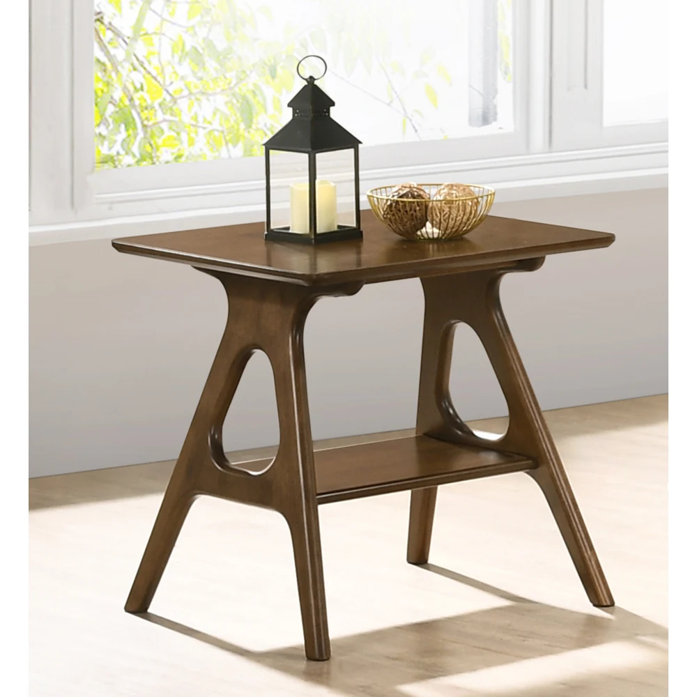 

Arona Mid-Century Modern Wood End Table with Shelf