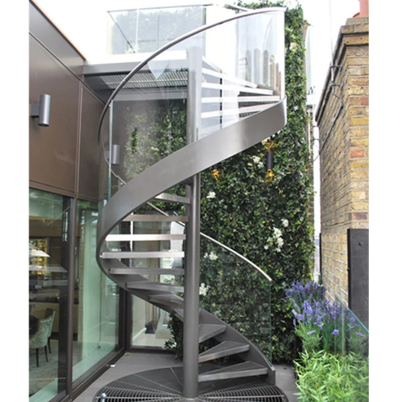 Custom.DAIYA Small Space Stairs Staircase with Circular Stairs Glass Railing Steel Modern Indoor 30-40mm Solid Wood