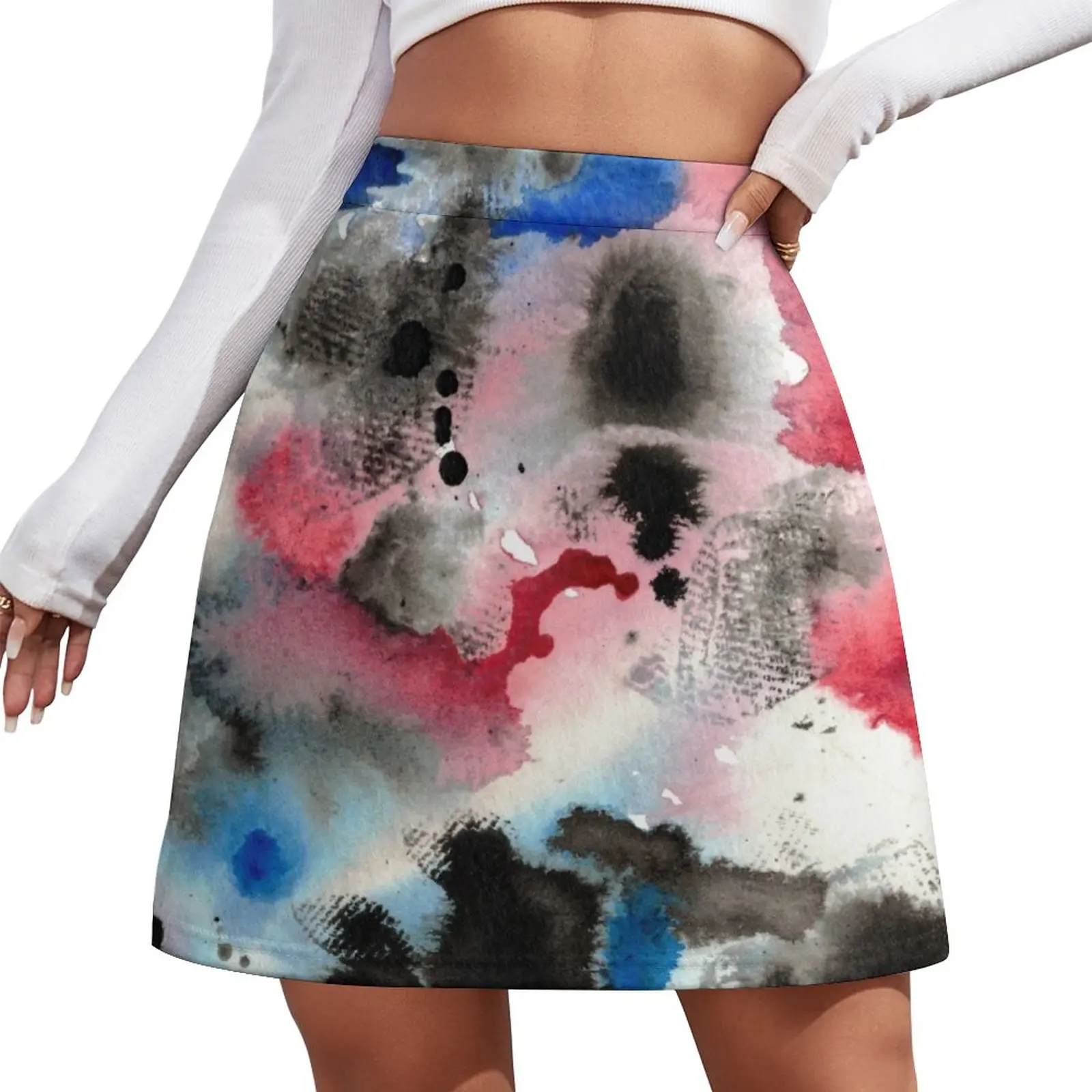 

Taking Chances Watercolor and Ink Mini Skirt korean style skirt summer skirts Women's summer skirts