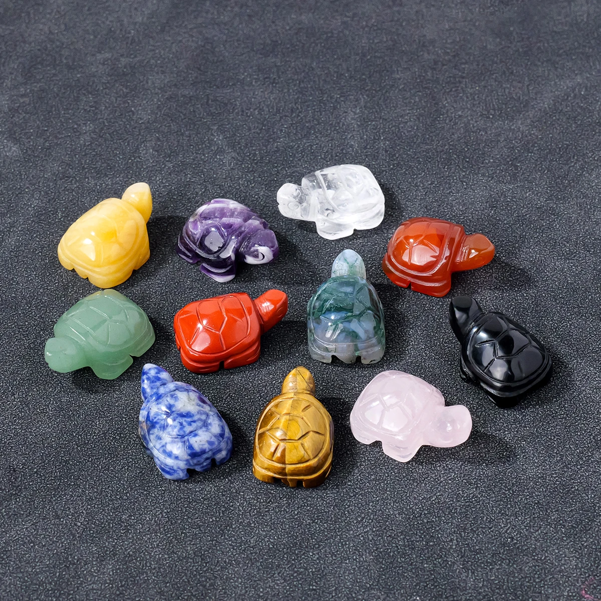 1pc Natural Crystal Mini Turtle Tortoise Statue Carved Reiki Healing Crystal Animal Figurine Crafts Home Decoration