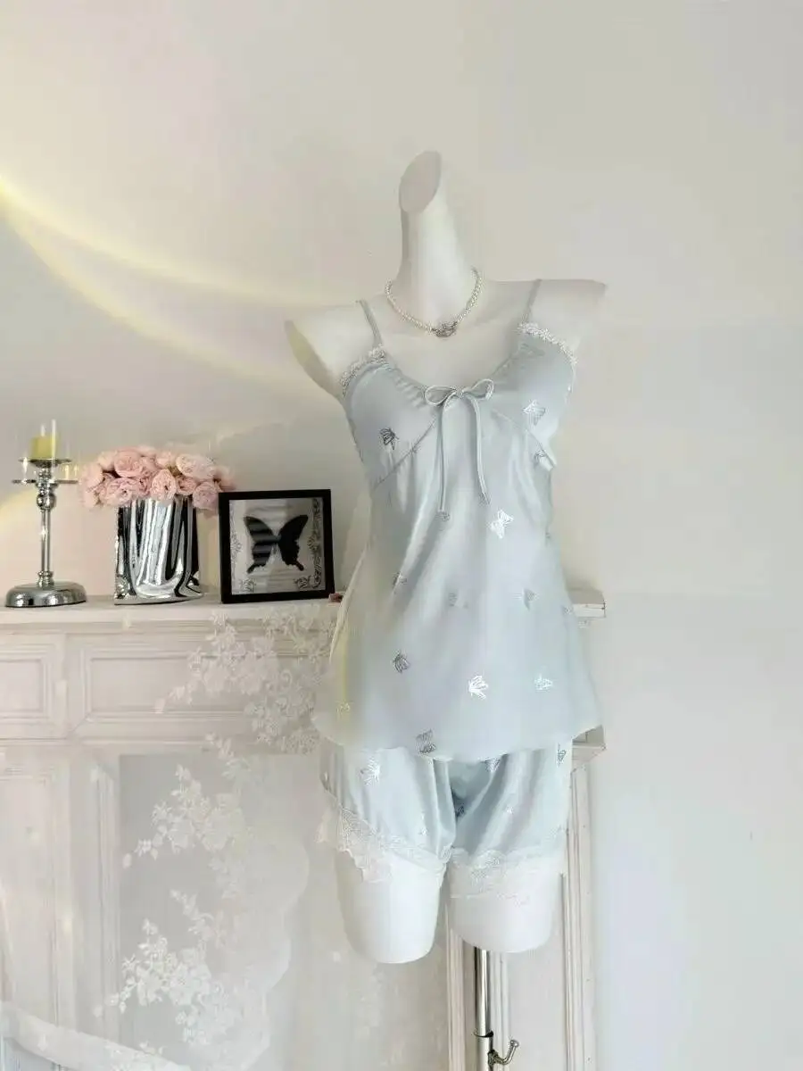 Robe T-shirt Sexy pour femmes, fine avec coussinets de poitrine, pur désir, Style décontracté, imprimé papillon, dos nu, bretelles en V profond, sans manches, KQCB