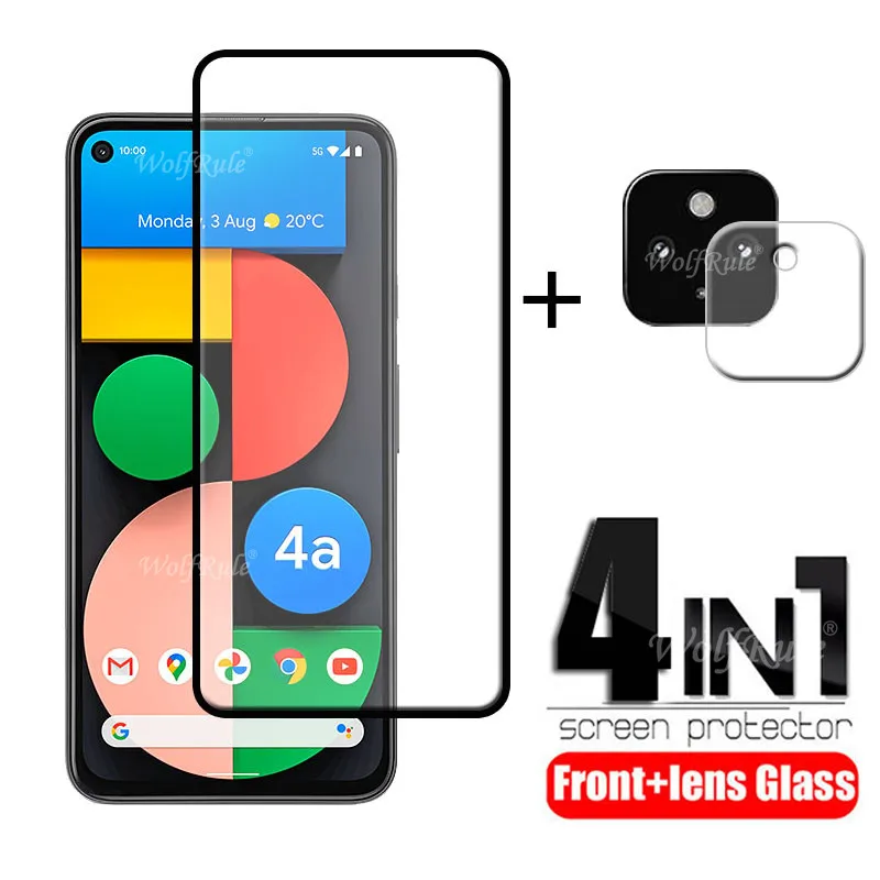 4-in-1 For Google Pixel 4a 5G Glass For Pixel 4a 5G Tempered Glass Full Glue HD Screen Protector For Pixel 4a 5G Lens Glass 6.2