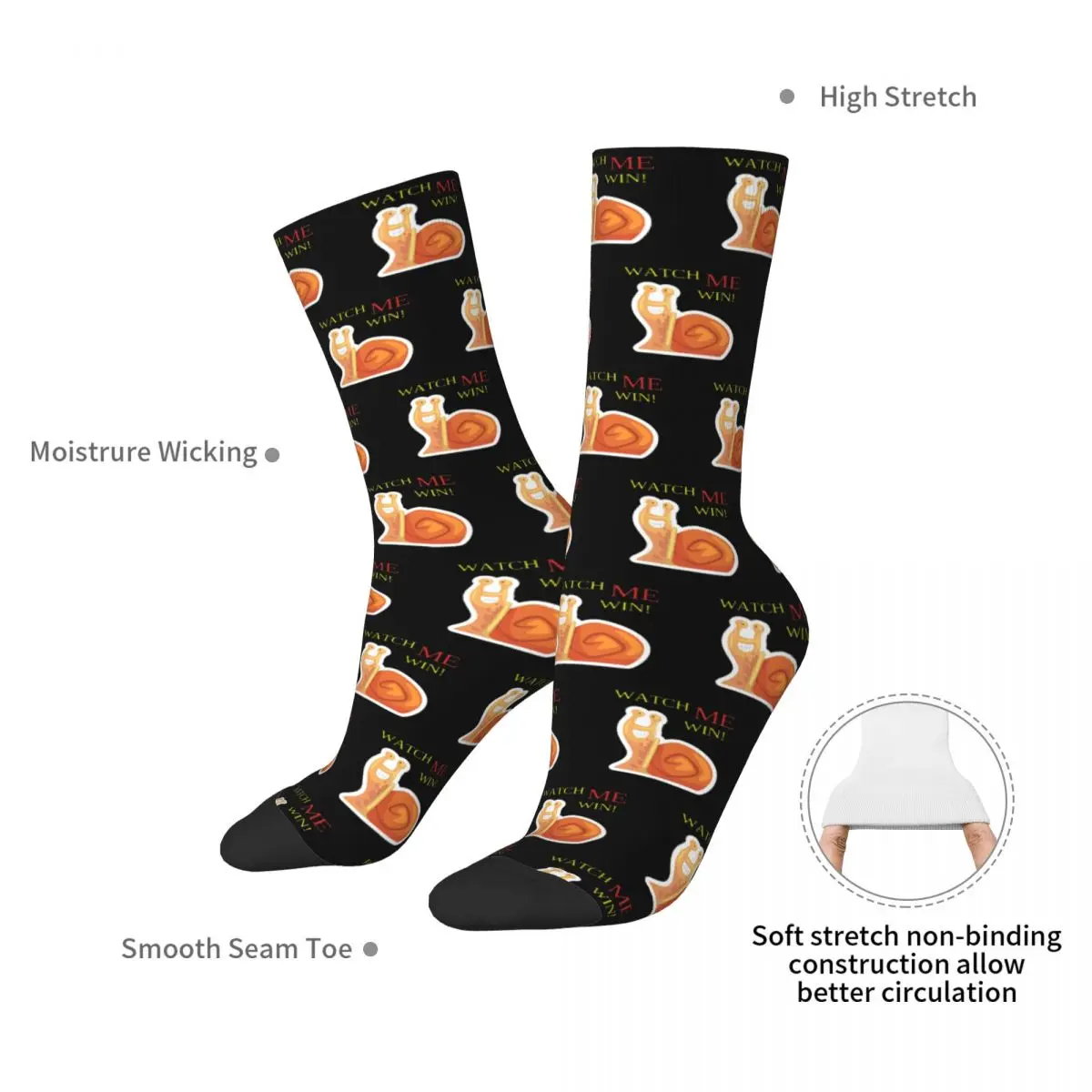 Cute Funny Snail Smiling Quote Socks Harajuku Sweat Absorbing Stockings All Season Long Socks Accessories for Man's Woman Gifts