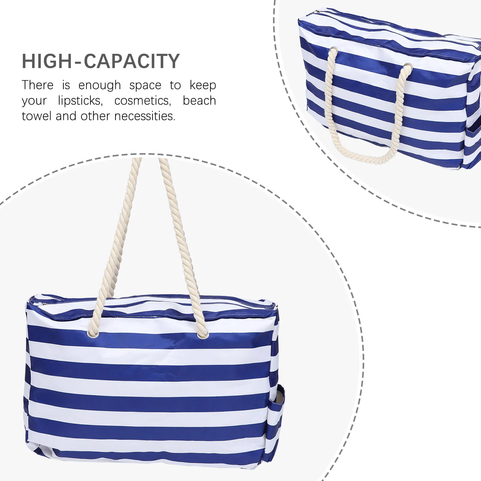 1Pcs Waterproof Beach Bag Large Canvas Beach Tote Extra Large Travel Pouch for Outdoor Swimming Gym Yoga Picnic Shopping Blue