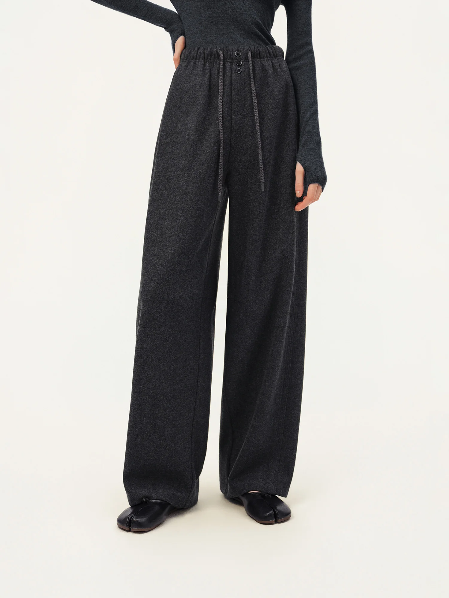 ZIQIAO 2026 Winter Women's Acetate Wool Silk Blend Straight Leg Floor-Length Casual Pants - Flattering Chic for Daily Wear