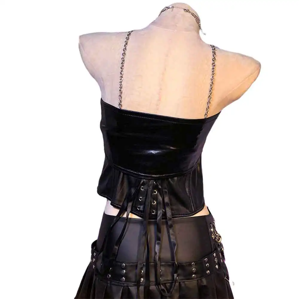 Goth Corset Tops Gothic Tank Rave Festival Outfit Spiked Punk Rock Clothes Y2K T-shirt ALT with Spikes Emo Clothing Grunge