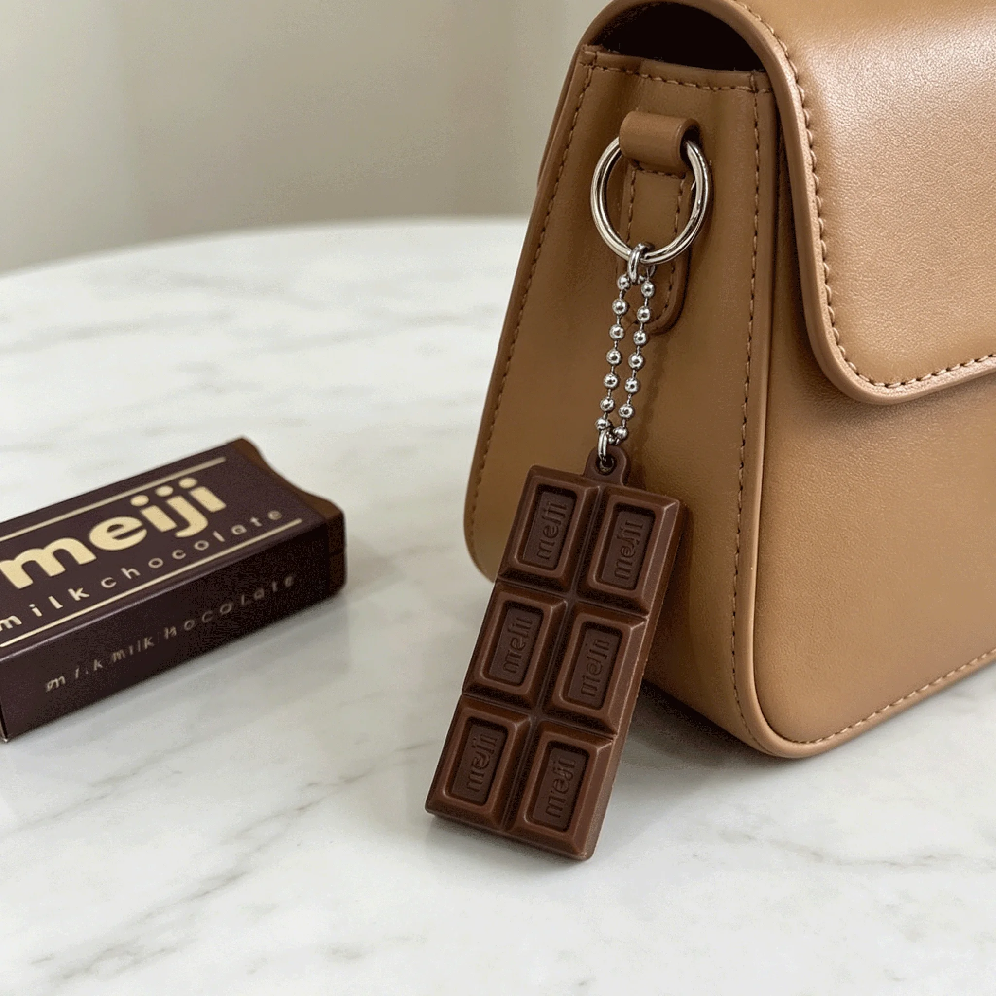 Simulated Meiji Style Breakable Chocolate Fidget Toy Snap Play Stress Relief Keychain Japanese Cute Bag Pendant Funny Gifts
