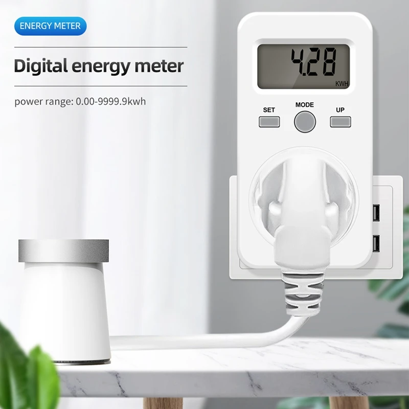 Monitor Energy Meter Plug Socket Digital Voltage AC Electricity Analyzer EU Plug