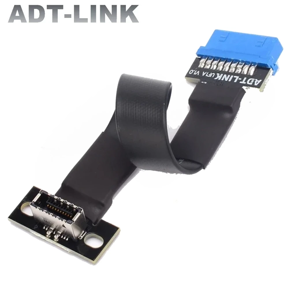 ADT USB 3.0 Flexible Extension Flat Cable Type-E USB-E To 19P/20Pin Motherboard USB 3.0 Type-E Female to Int.19P Male Flat Cable