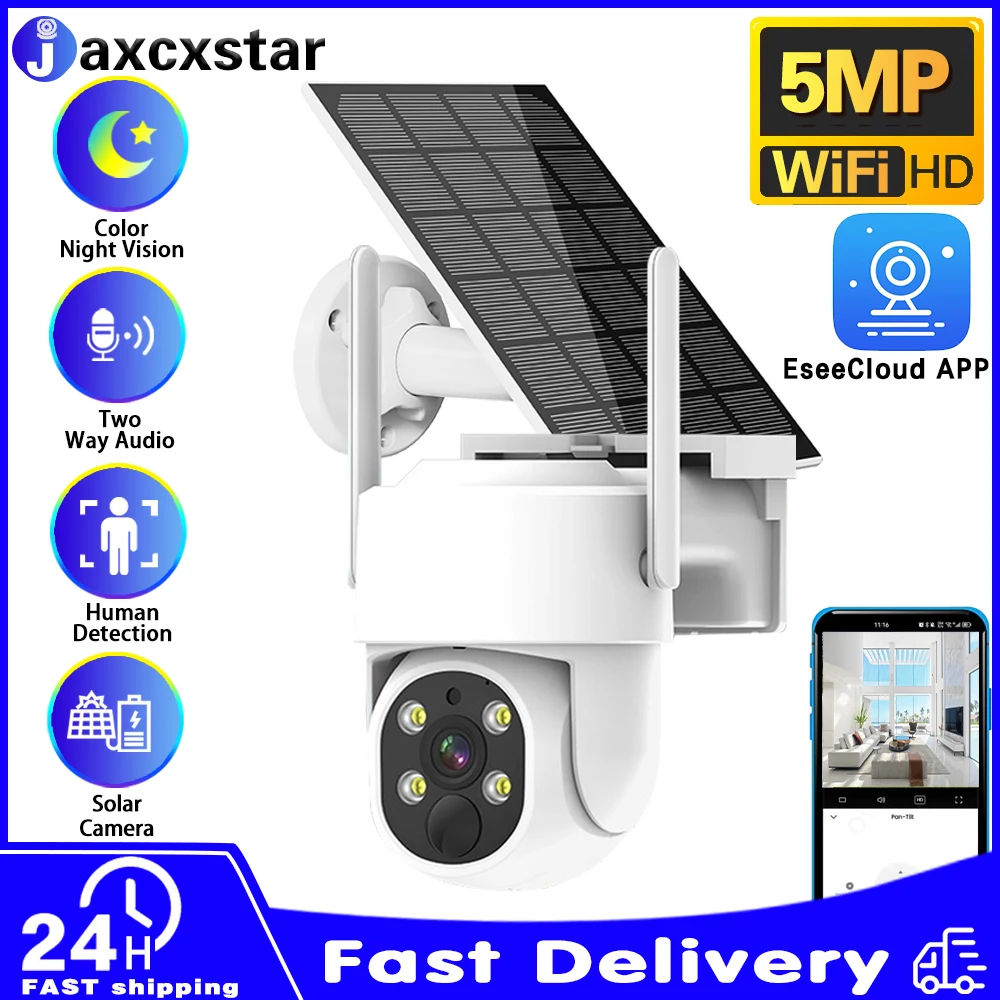 5MP WIFI Solar Camera Auto Tracking Wireless WIFI PIR Low Power with Battery Smart Home CCTV Surveillance IP Cameras EseeCloud