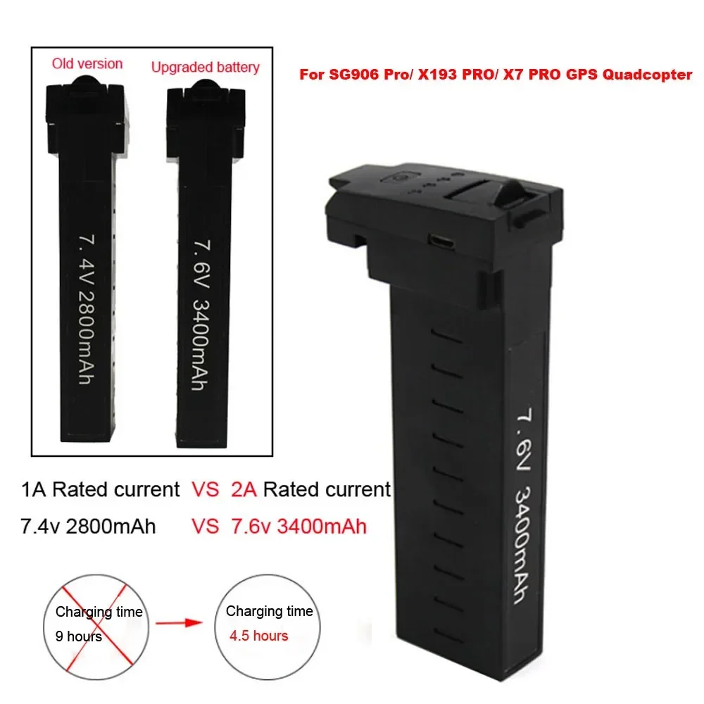 7.6V 3400mAh Li‑Po Replacement Battery Durable Spare Part for ZLRC Beast SG906 Pro 2 MAX XIL193 CSJ Drone Accessories view 6
