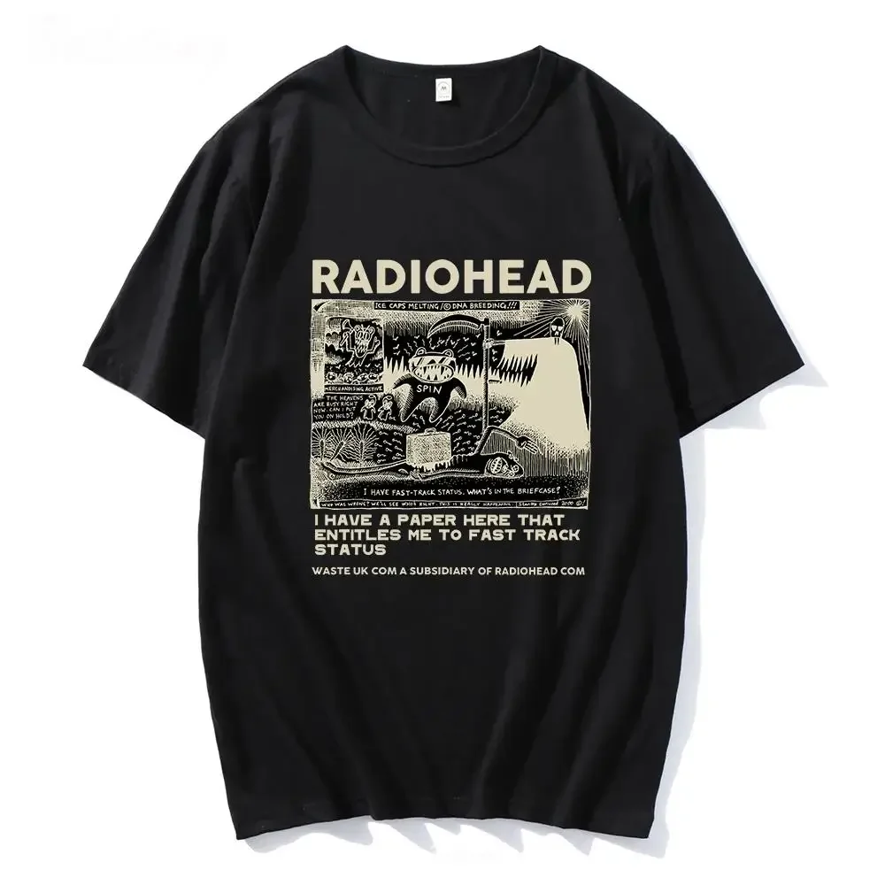 Women Print T Shirt Hip Hop Rock Band T Shirt Fashion Casual Crew Neck Short Sleeve Plus Size T Shirt Radiohead Graphic