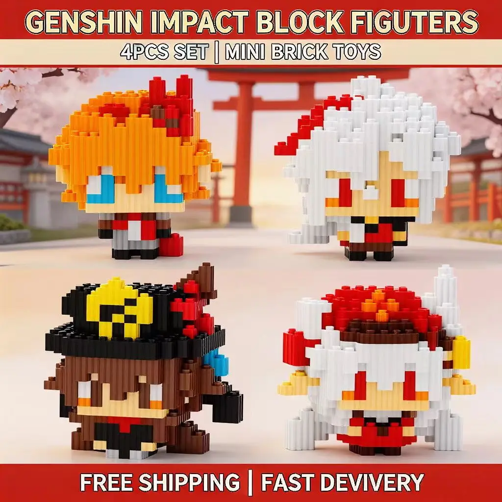 3D-пазл Genshin Impact: Стереоскопические фигурки персонажей Кэцин, Ху Тао и Паймон, конструктор для сборки, декоративная модель по мотивам аниме-игры, ручная работа