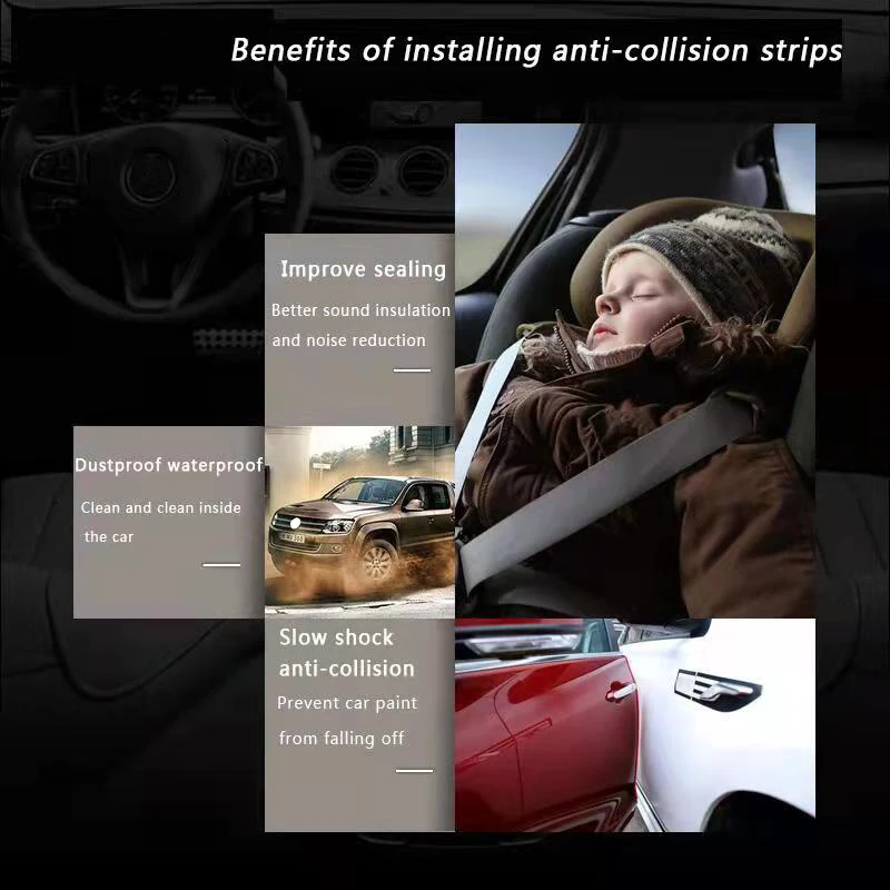 5m Universal U Type Car Door Protection Edge Guards Trim Styling Moulding Scratch Protector Strip Rubber