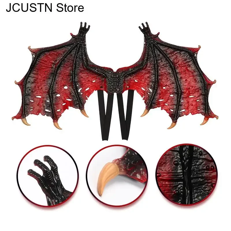 Donna Uomo Ala Puntelli Cosplay Maschera da demone di Halloween Ali spaventose Corna Maschera da diavolo Cosplay Mostro horror Masquerade