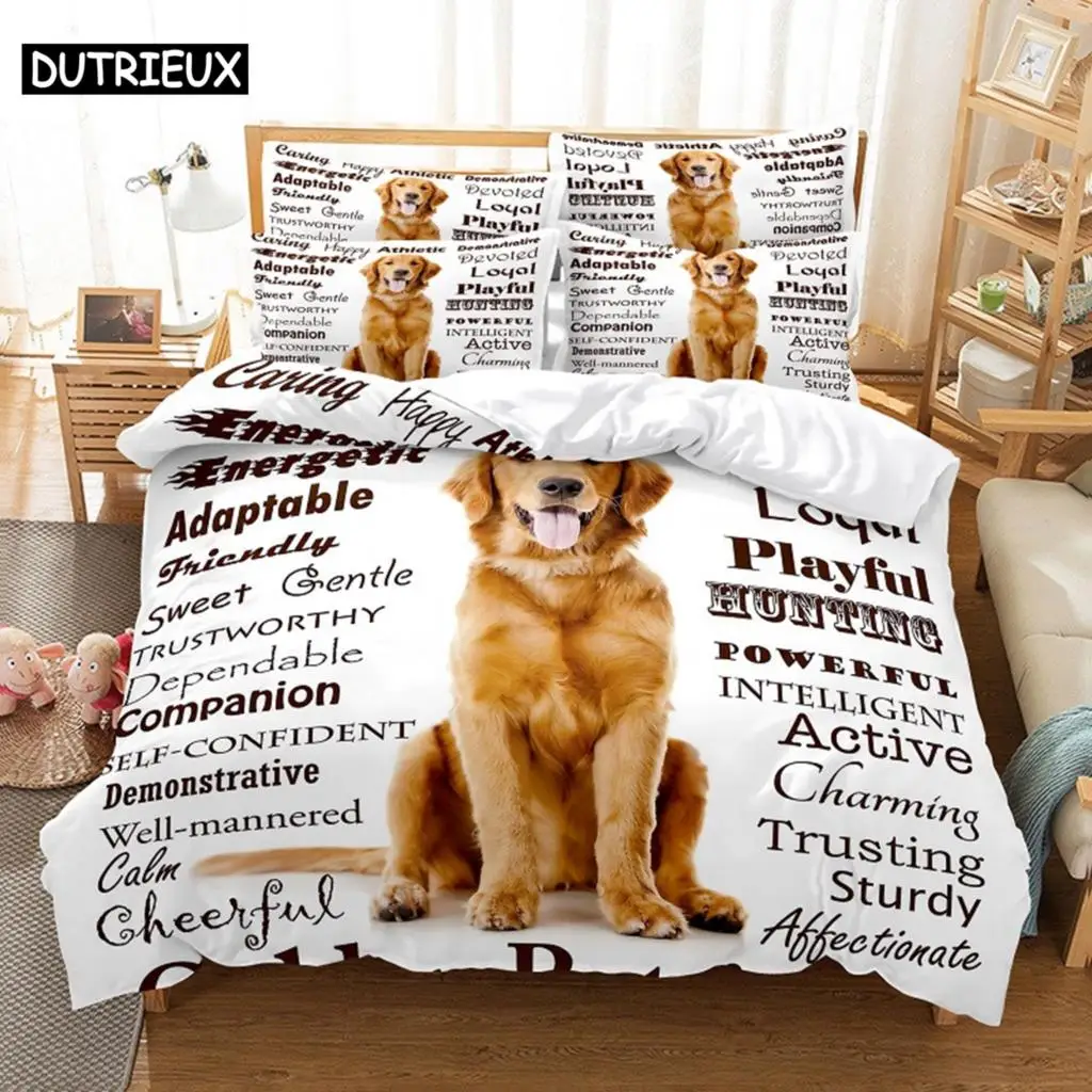 Golden Retriever Bedding Set Duvet Cover Set 3d Bedding Digital Printing Bed Linen Queen Size Bedding Set Fashion Design
