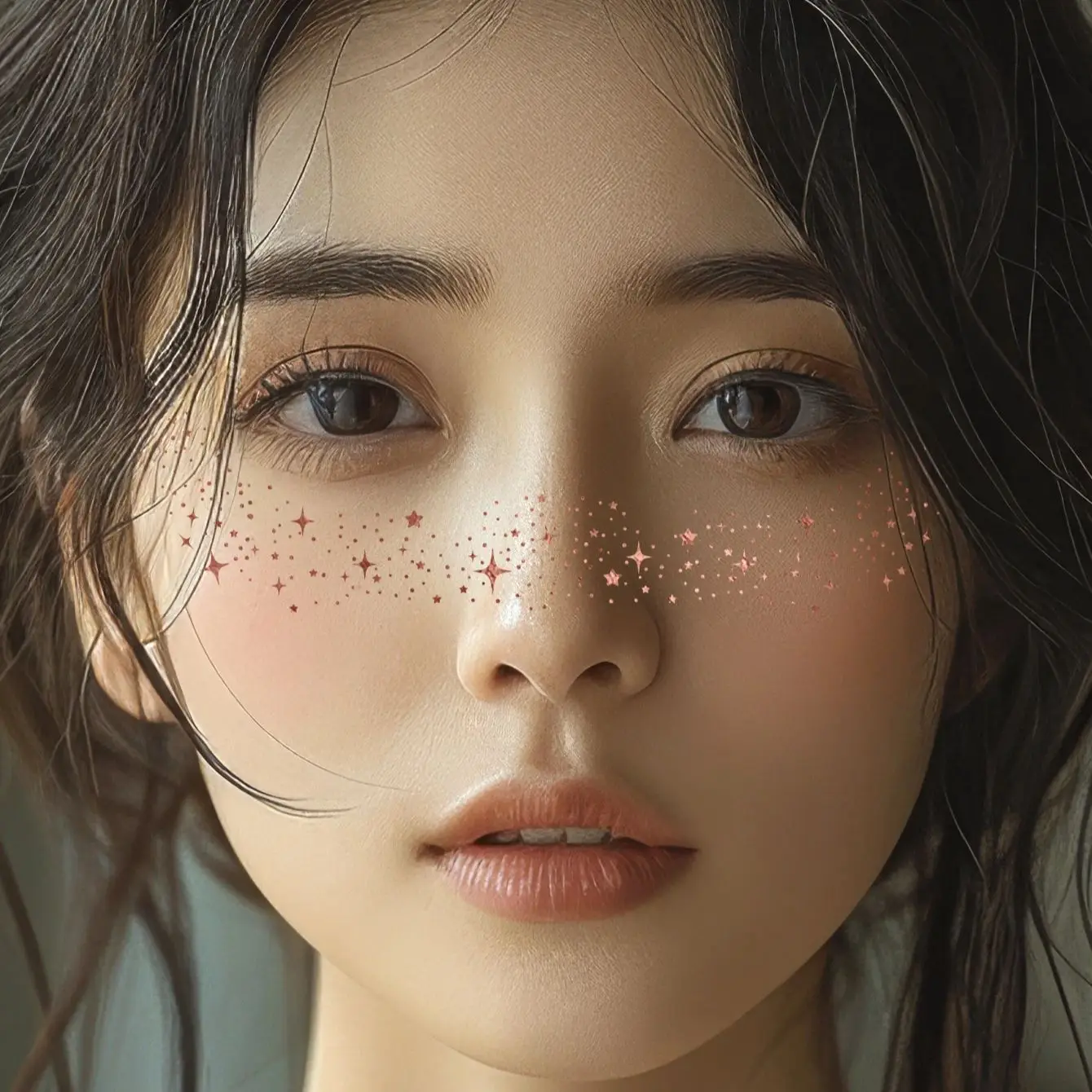 4 قطعة بقع ماكياج النمش الساخن الختم الذهبي نجمة القمر النمش ملصقات الوشم المؤقت للنساء الوجه ماكياج الموسيقى الطرف #3