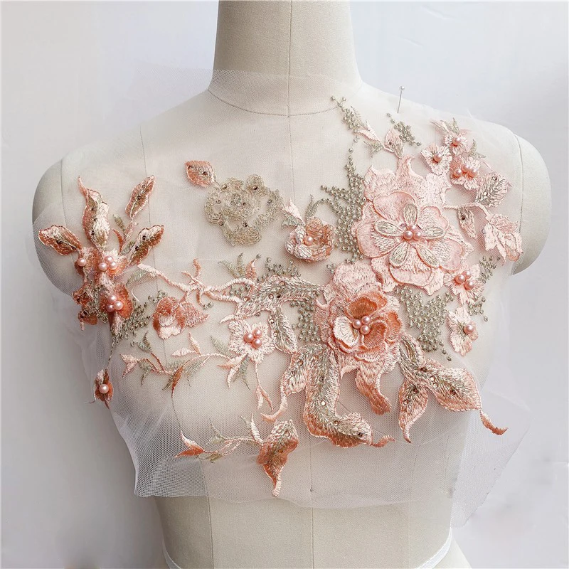 3D-gestickte Aufnäher zum Aufnähen für Kleidung, Blumen-Spitzen-Aufnäher, Hochzeit, Party, Kleid, Brautkleid, Stoffapplikationen, DIY-Reparatur – Detail 11