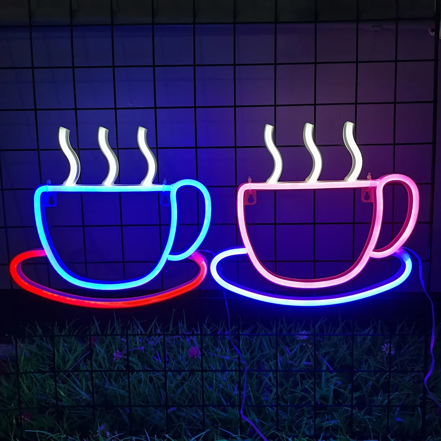 Coffee Cup Neon Sign LED Beer Mug Shape Decoration Lamp for Café Cafe Shop Station Restaurant Wall Room Pub Party Tea