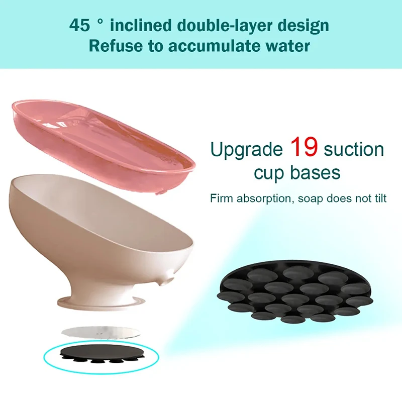 Super Suction Cup Soap Dish With Drain Water For Bathroom Soap Holder Kitchen Sponge Holder Soap Container Bathroom Accessories