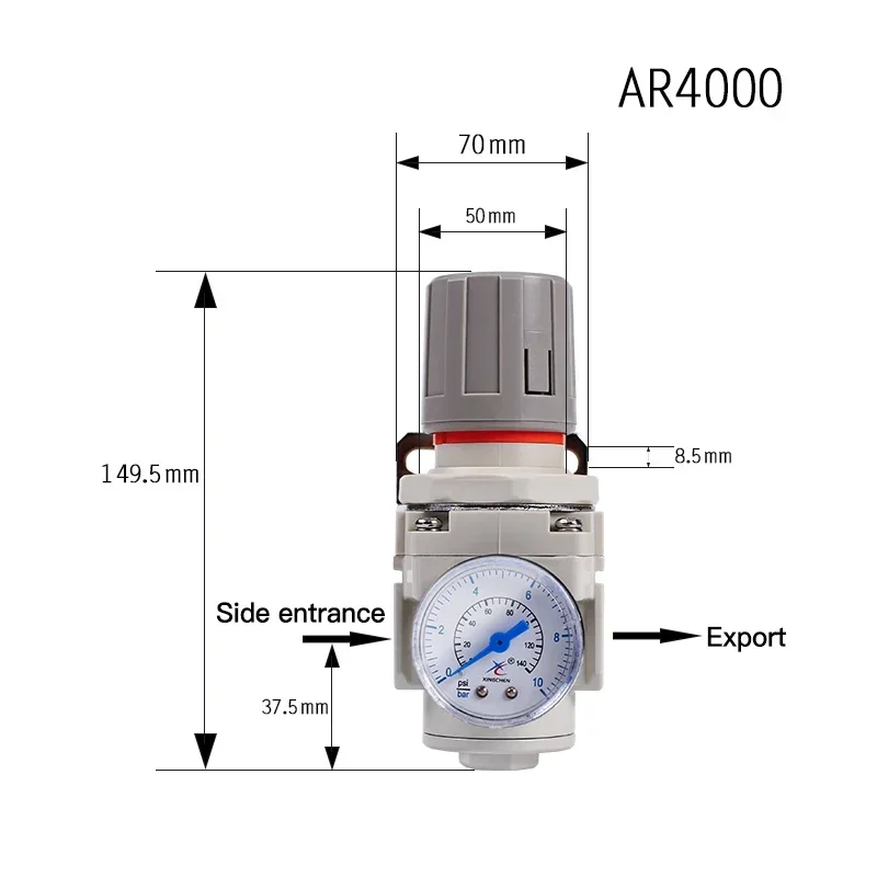 AR2000 regulator 1/4 3/8 1/2Pressure regulating valve AR-2000 Air compressor pressure relief valve, Gas Source Processor