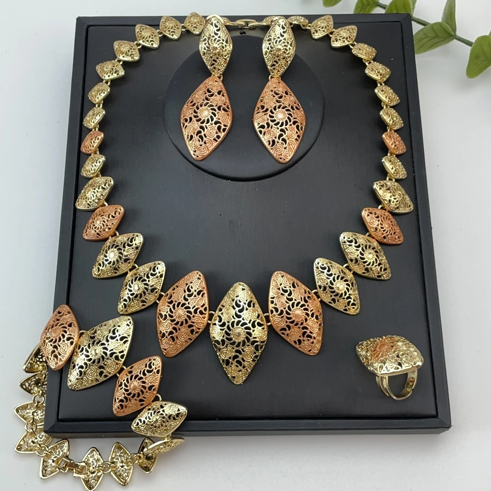 EMMA Hot Sale Fashion Woman Jewelry Set 2026 New Design Gold-color Austria African Necklace Bracelet Ring Earrings Set FHK29233