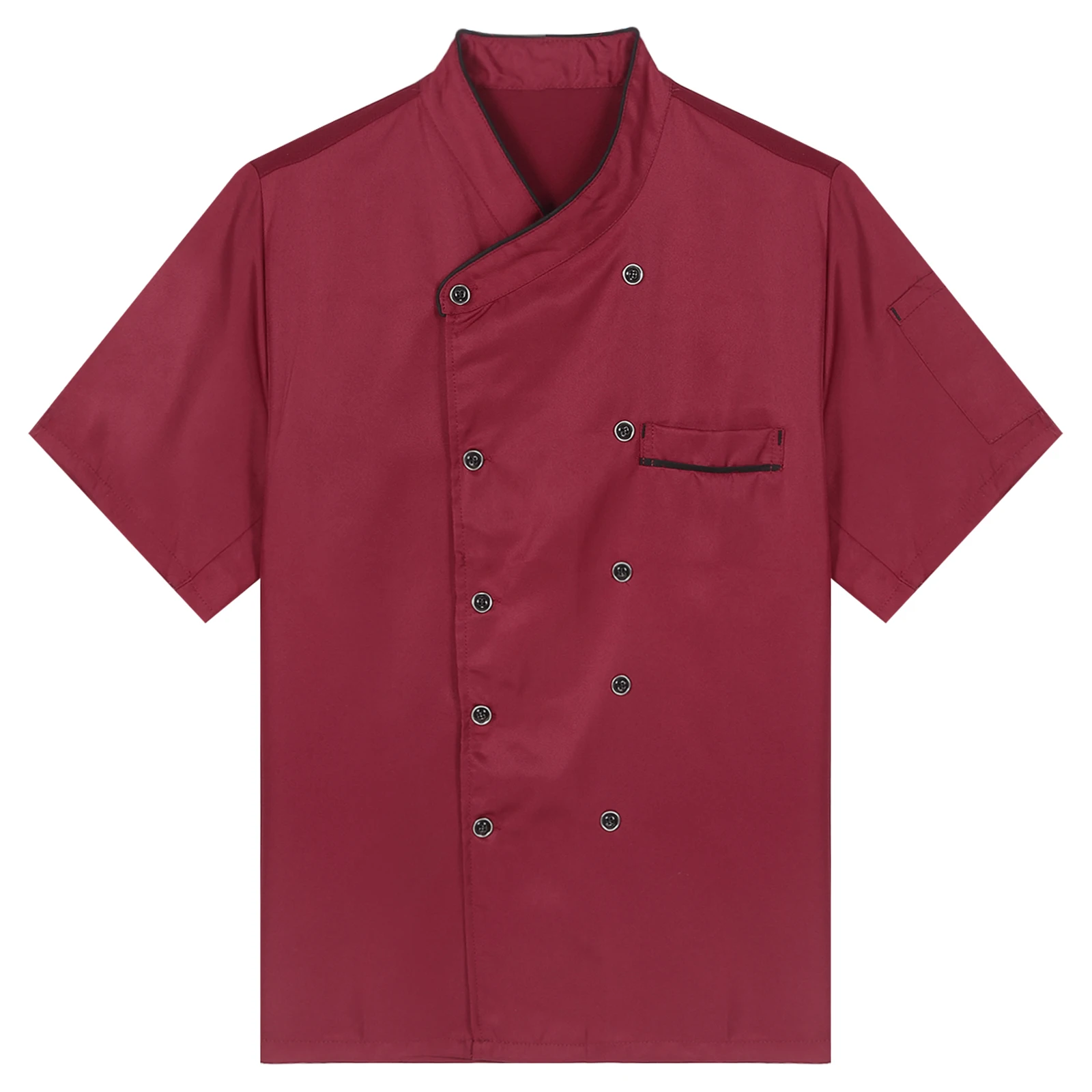 Mens Womens Unisex Chef Coat Kitchen Work Uniform Double-Breasted Cooks Jacket with Hat for Canteen Restaurant Hotel Bakeshop