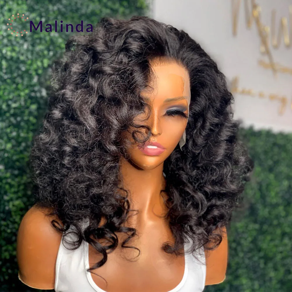 

Super Double Draw 13x4 Transparent Lace Frontal Gluless Wig Preplucked Human Hair Ready To Wear 250% Density Loose Wave Wig