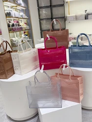 Summer 2026 Large Capacity Jelly Handheld Shopping Basket Bath Storage Basket Hollow out Beach Bag Casual Unisex PVC Basket Bag