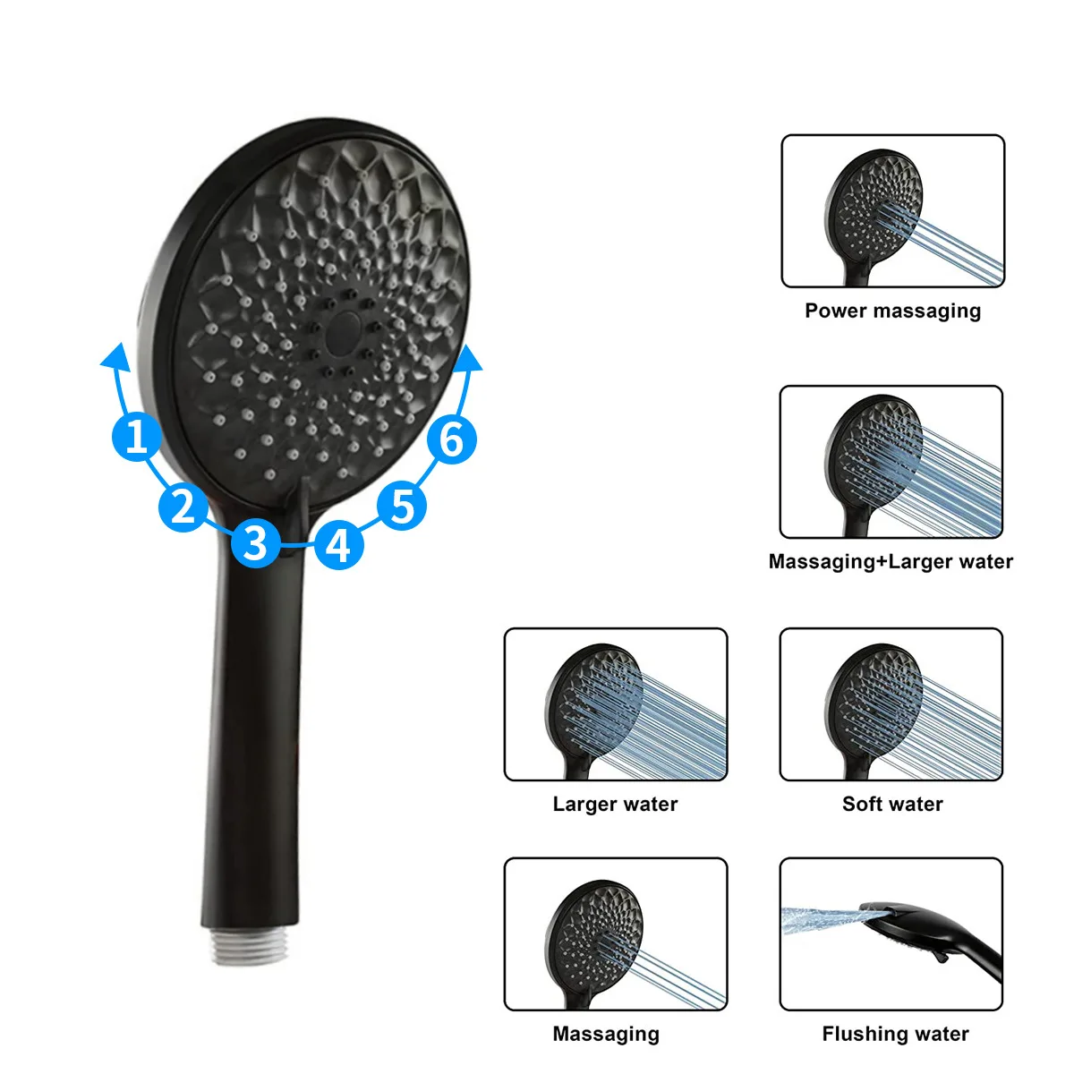 

Xiamen Six-function Matte Black Pressurized , Cross-border Handheld with Back Spray Gun Water Function Shower