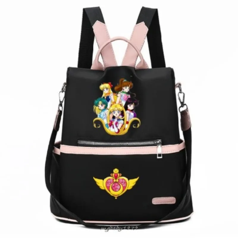 

Sailor Moon Figures Cosplay Backpack Big School Bags Rucksack Women Men PU Backbag Travel Daypacks Male Leisure Bag Gift