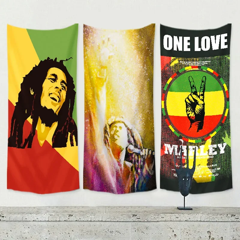 Bob Marley Jamaican Reggae rock music flag banner retro poster tapestry wall hanging painting Bar cafe concert home decor C