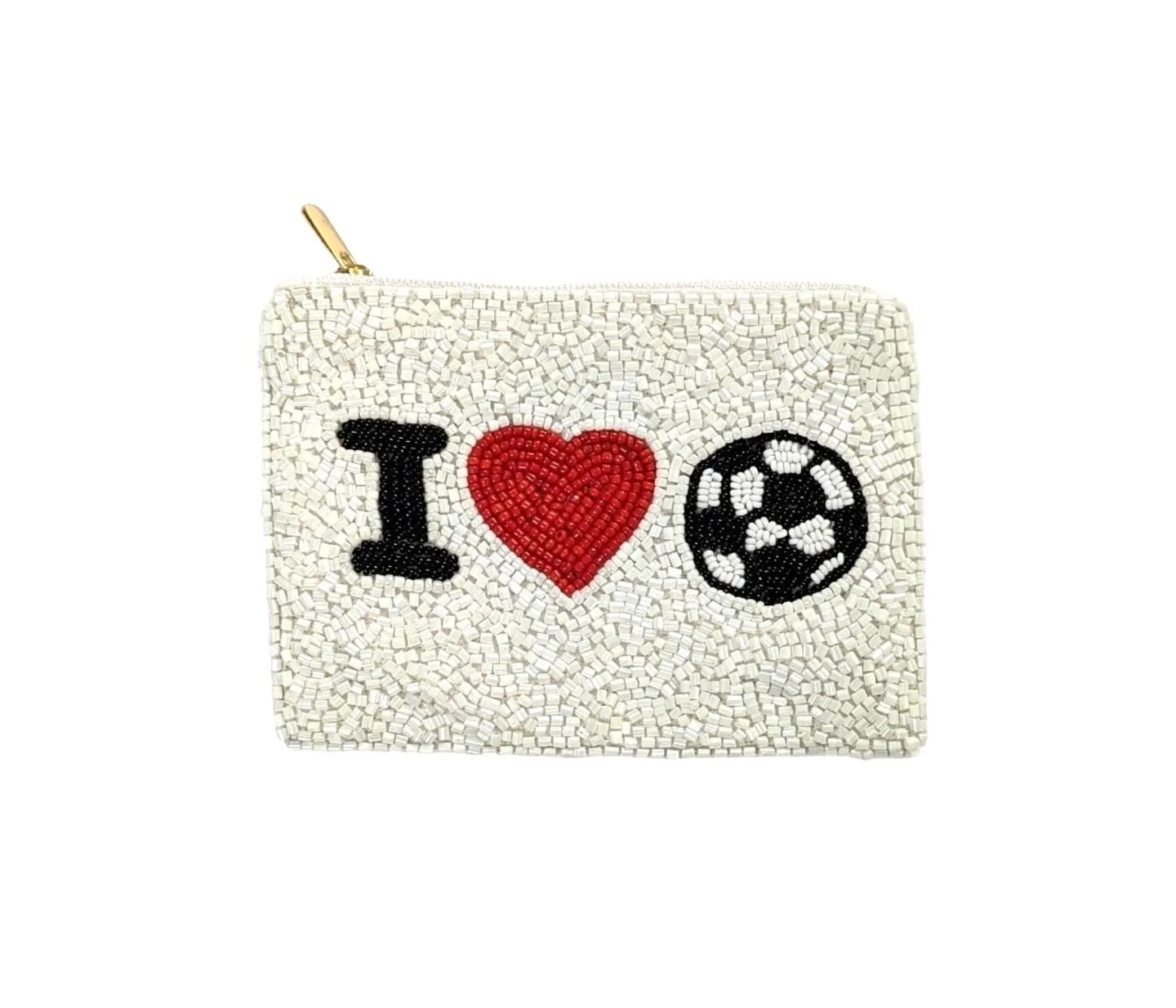 Handmade Beaded Coin Purse Baseball Mom Pattern Zipper Pouch Small Wallet for Coins Lipstick AirPods
