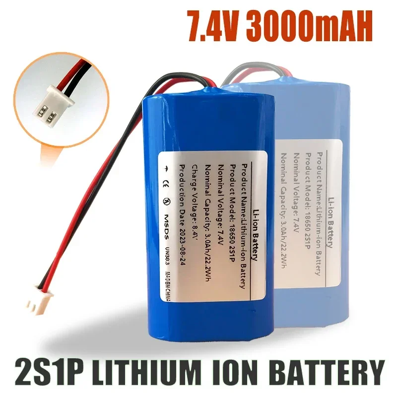 

2S1P 7.4V 3000mAh Lithium Battery Pack 3Ah Suitable for Projectors, Speakers, Wireless Monitoring etc，with XH2.54-2P Plug