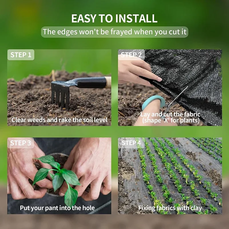 Pre-Punched Black Mulch Film Weed Barrier Cloth Garden Agricultural Weed Control Moisture Retention Planting Film For Strawberry