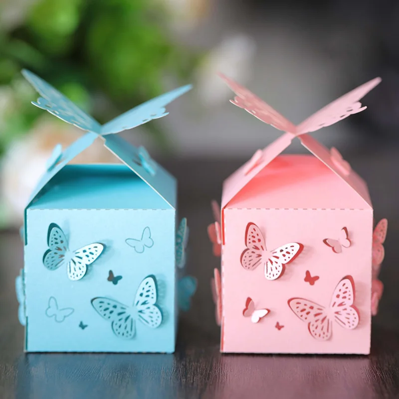 25/50Pcs Laser Cut 3D Butterfly Candy Box chocolate Wedding Favor Gift Packaging Box Thank You Birthday Engagement Party Supply