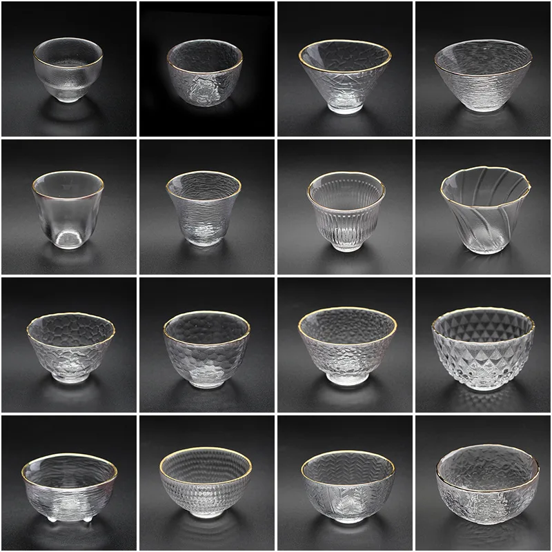 Japanese Glass Hammer Pattern Tea Cup Tea Bowl Master Cup Wholesale Thickened Gold Hammer Pattern Kung Fu Tea Set Tea Cup