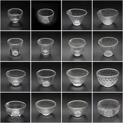 Japanese Glass Hammer Pattern Tea Cup Tea Bowl Master Cup Wholesale Thickened Gold Hammer Pattern Kung Fu Tea Set Tea Cup