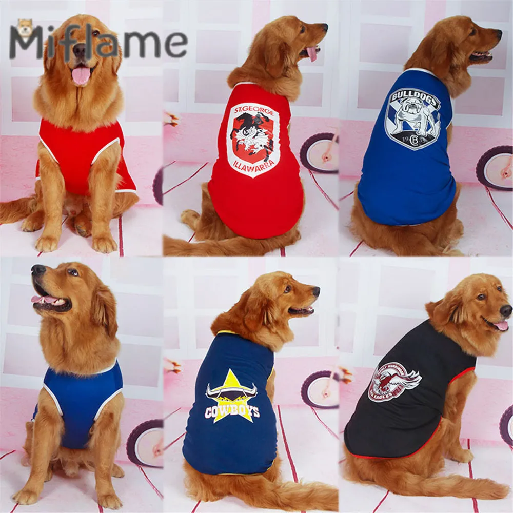 

Miflame Cartoon Print Large Dogs Sports Vest Pet Clothes Golden Retriever Labrador Breathable T-shirt Sleeveless Dog Sweatshirt