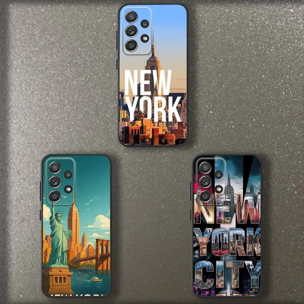 

New York City Phone Case For Samsung S 25,24,23,22,30,21,10,9,Ultra,Plus,Lite,FE,4,5 G Soft Black Case