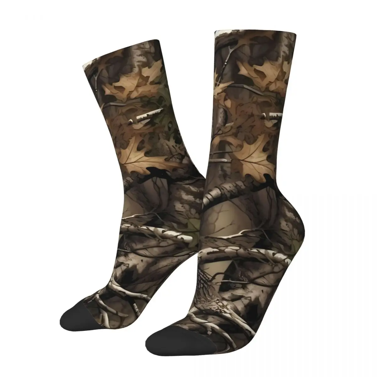 

Retro Real Tree Hunter Camo Woods Men's Socks Camouflage Unisex Hip Hop Pattern Printed Happy Crew Sock Gift