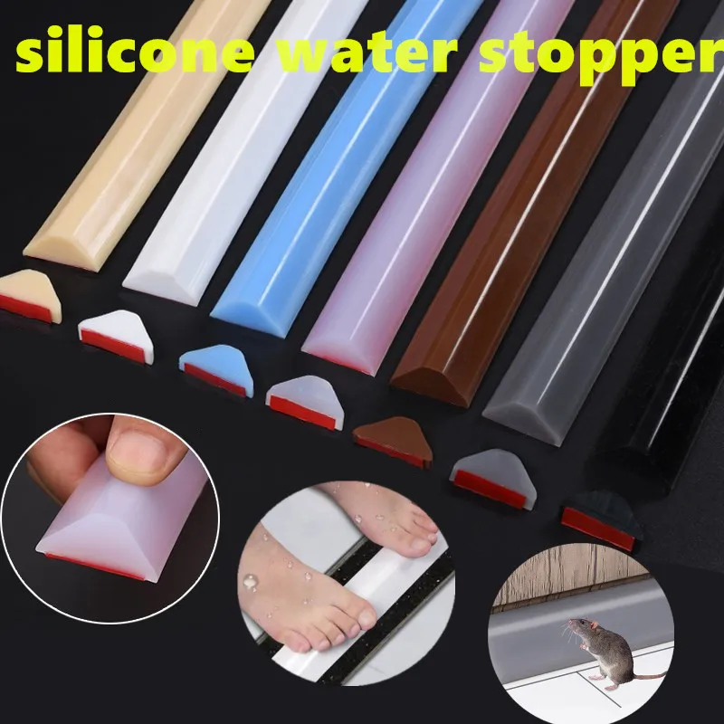 

50-200cm silicone strip Bathroom Water retaining strip Dry Wet Separation Shower Barrier Dam Flood adhesive door seal strip