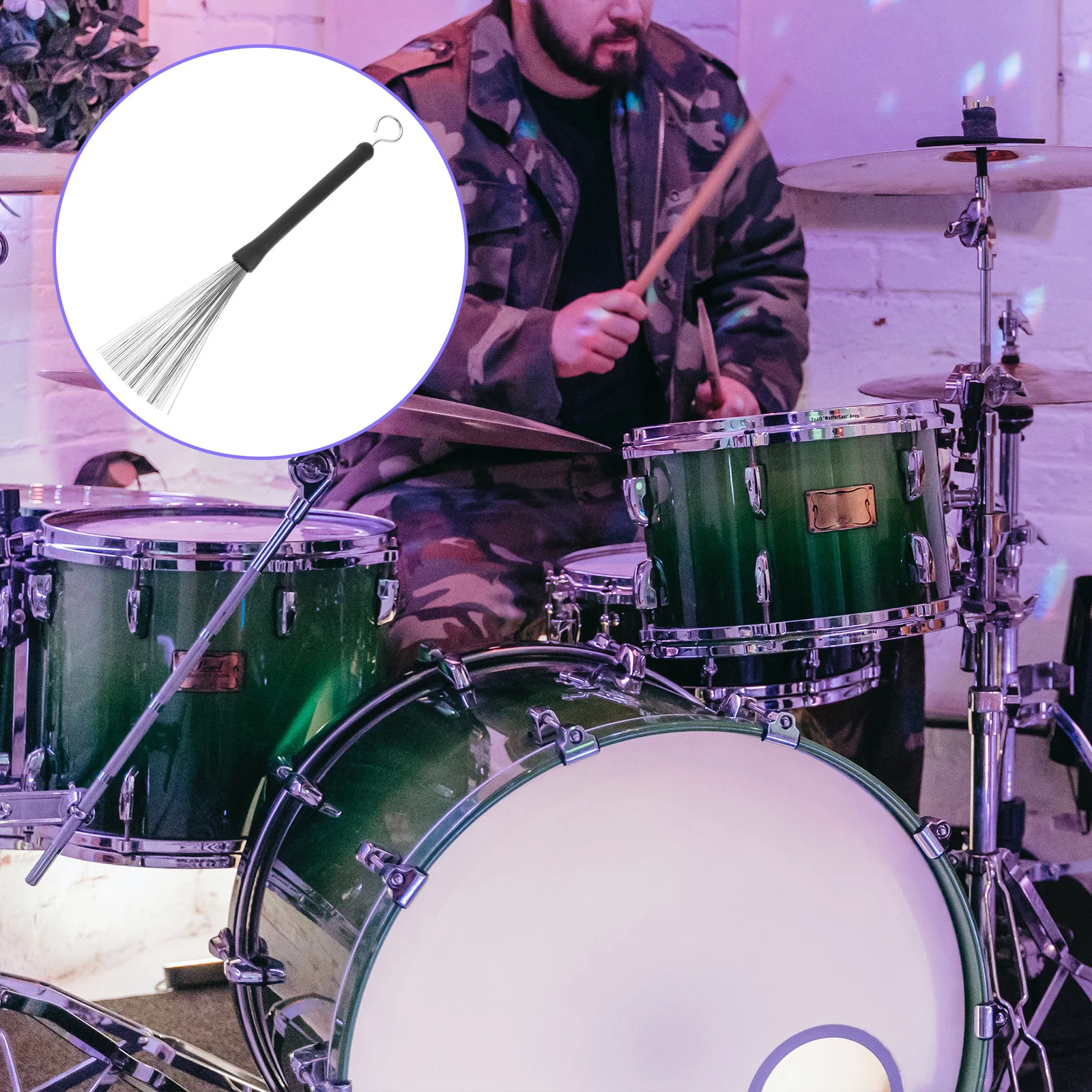 

Stainless Steel Drum Brush Jazz Wire Stick Tenor Sound Percussion Drum Accessories Durable Body Compact Size