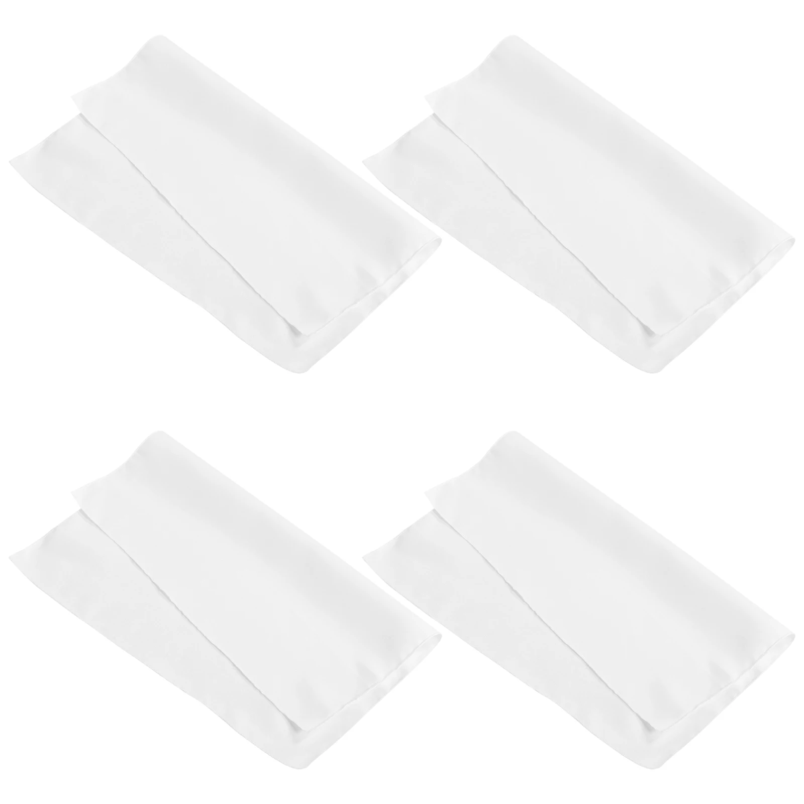 

4 Pcs White Cloth Napkins 17x17 Inches Washable Polyester Reusable Party Wedding Banquet Decorations Table Settings
