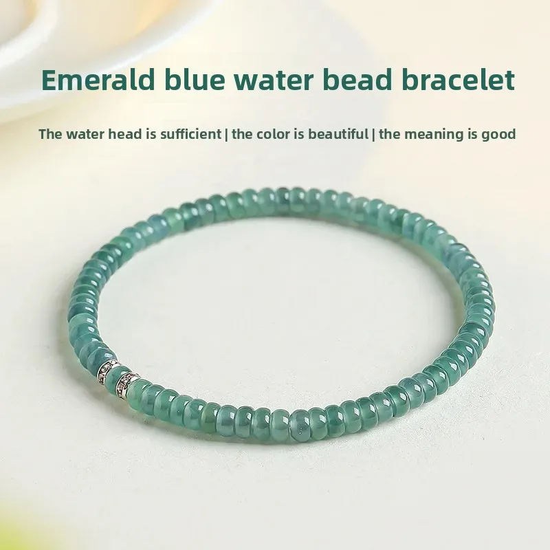 Blue Water Jade Bracelet Abacus Beads Women's Beads Fresh Simple Jade Hand String for Girlfriend Tanabata Gifts Fashion Jewelry