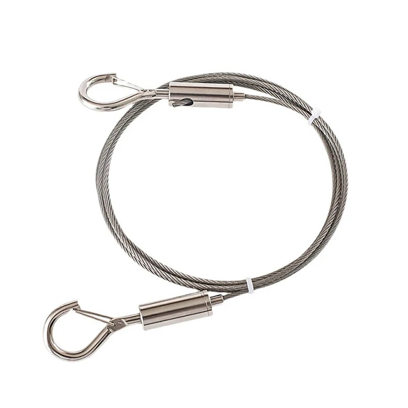 1pc 1.5mm Stainless Steel Wire Rope Sling Spring Hook Antifall Safety Lanyard Strong Load-Bearing Adjustable Clothesline