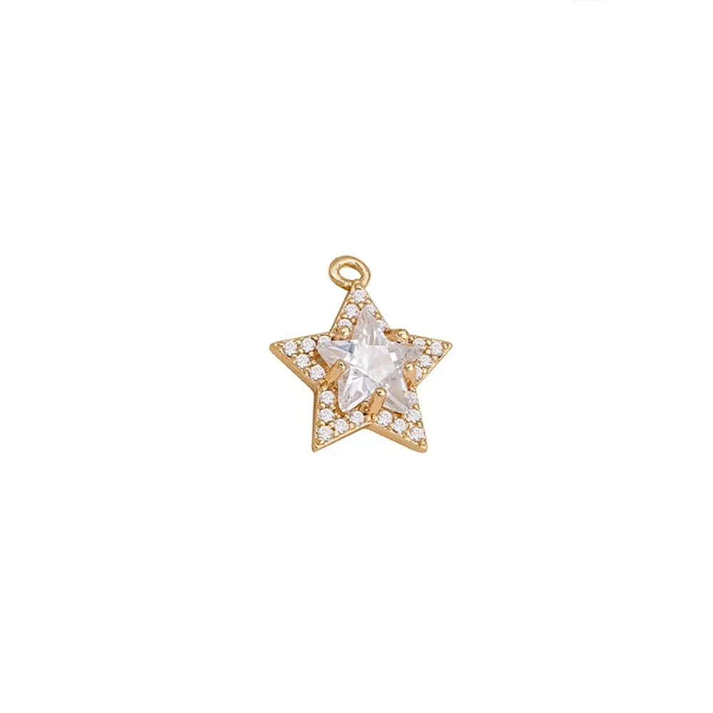 

14K Gold-plated Micro-inlaid Zircon Geometric Rectangular Heart-shaped Five-pointed Star Water Drop Pendant Diy Jewelry Pendant
