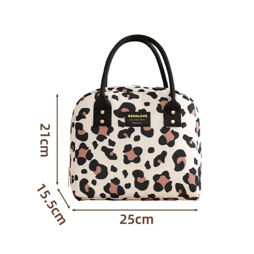 Borsa per il pranzo isolata leopardata e tinta unita Borsa termica riutilizzabile per donna Uomo Lavoro Viaggi Mantieni cibo caldo/freddo